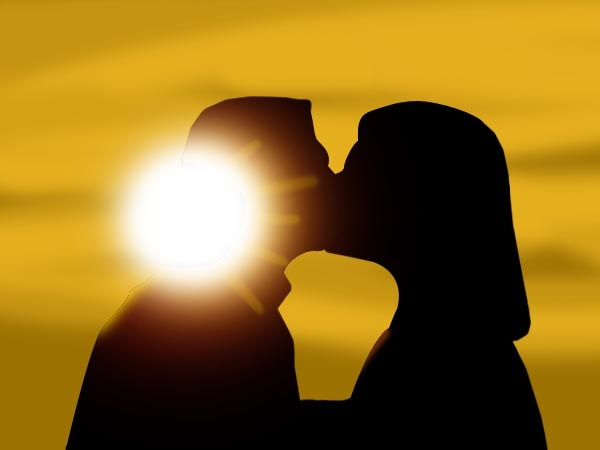 Creation of a kiss at sunset: Step 3